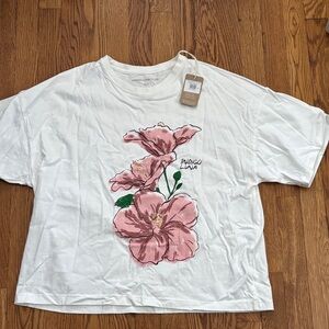 Indigo Luna Oversized Tee Off White Bloom Women's Top